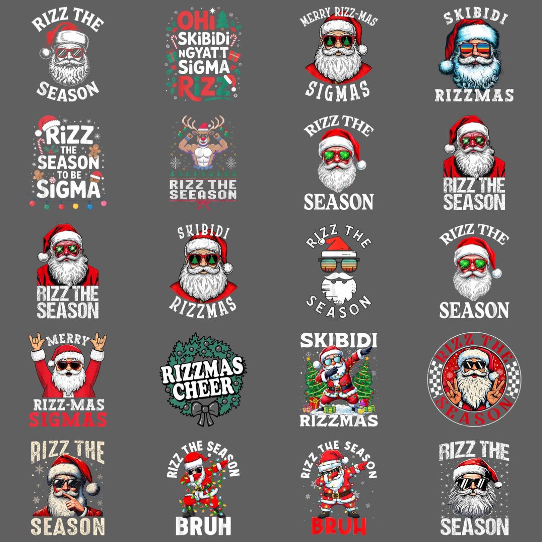 Snata Rizz Rizz the Season Xmas PNG, Funny Meme Holiday Clipart, Santa Humor ...