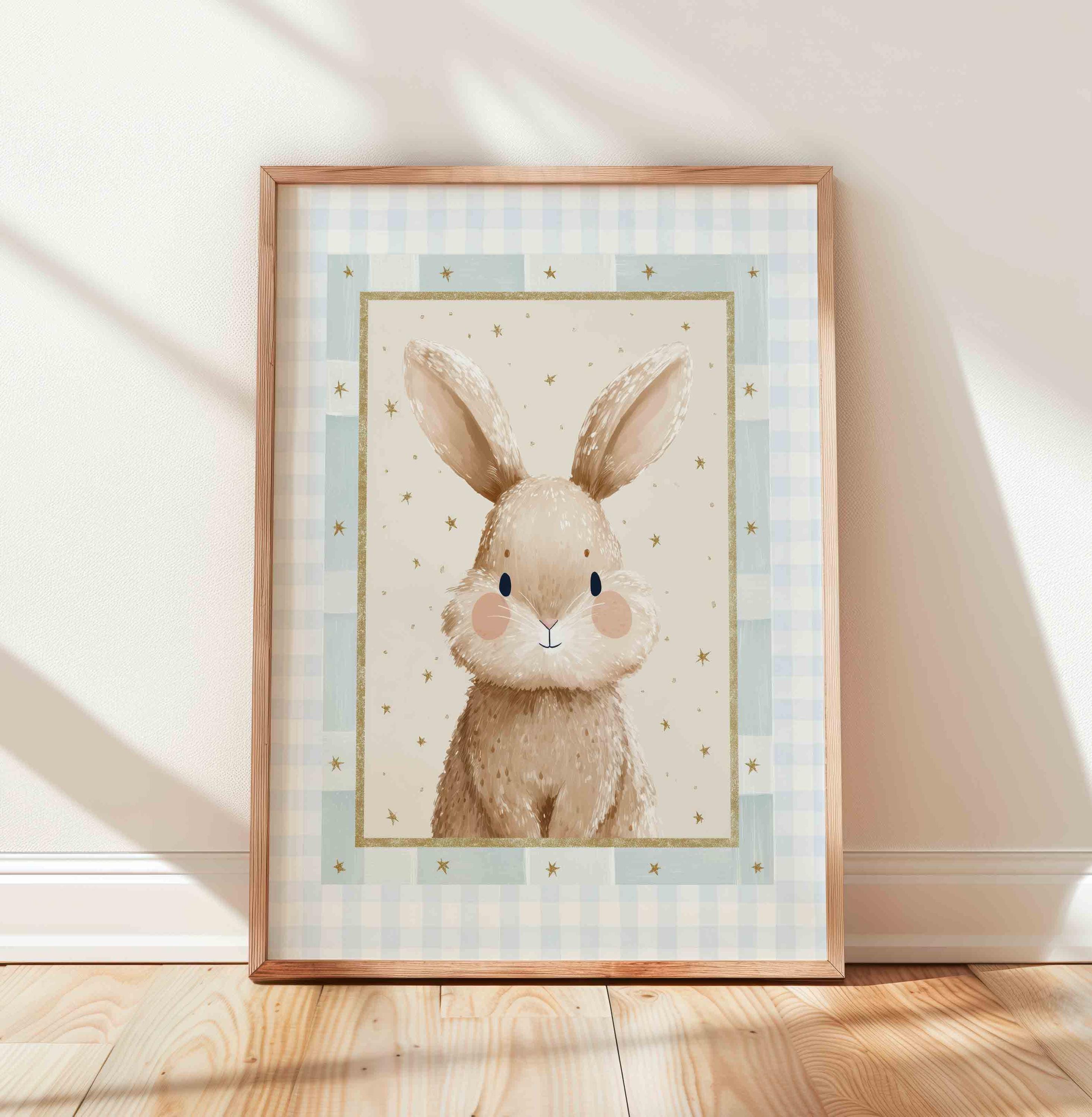Cute Neutral Rabbit Neutral Bunny Portrait Nursery Wall Art: Rabbit Character Print (gender ...