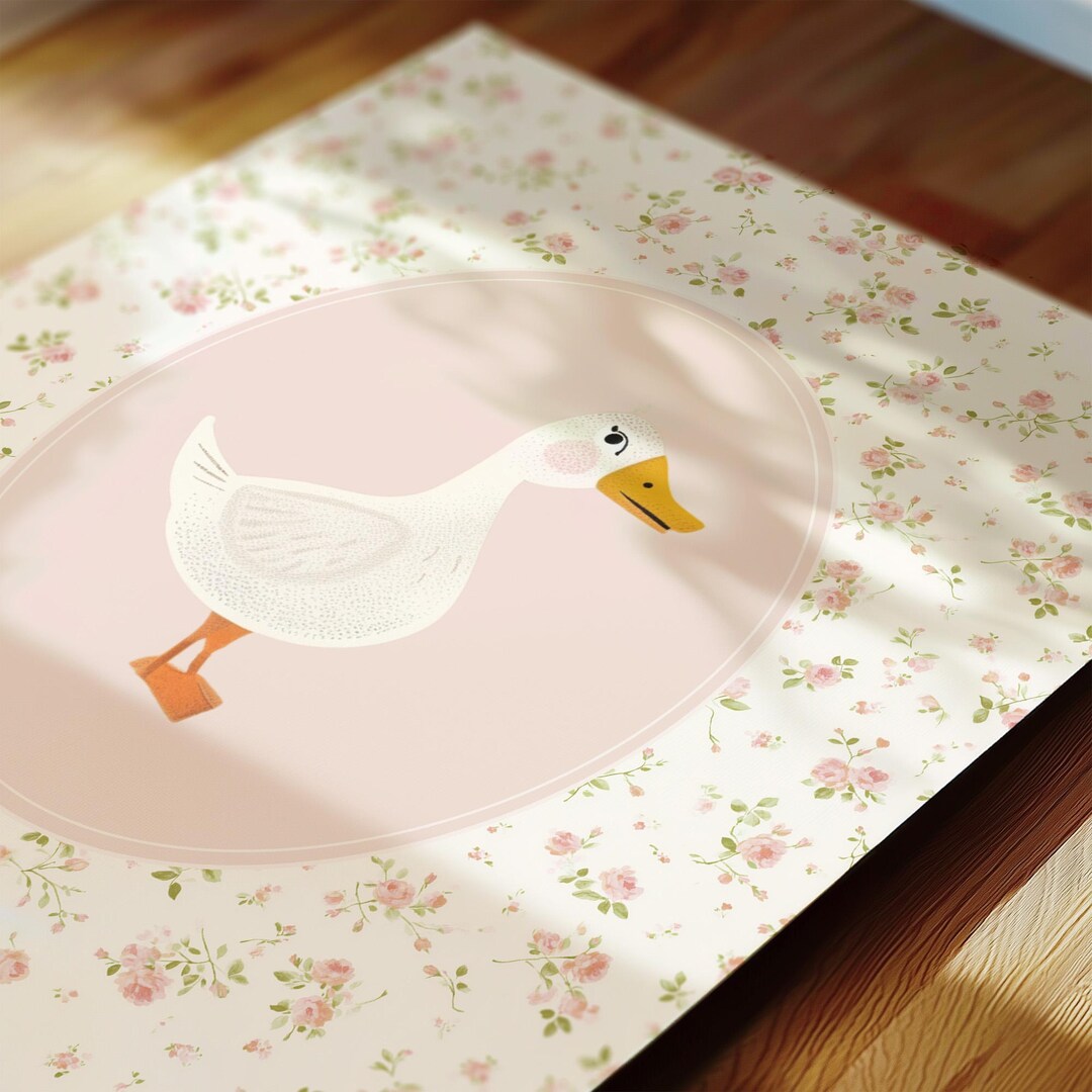 Goose Nursery Wall Art Set: Pink Cottagecore Prints (baby Girl Room ...