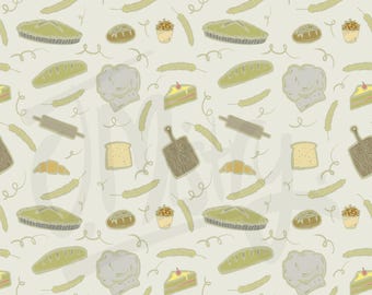 Bäckerei Seamless Pattern: Stoff, Becher, Tapete, Geschenkpapier (Digitale Datei)