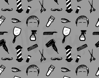 Barbershop Herrenhaar | Barbiere | Nahtloses Muster: Stoff, Becher, Tapete, Geschenkpapier (Digitale Datei)
