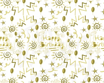 Happy Birthday Muster: Stoff, Becher, Tapete, Geschenkpapier (Digitale Datei)