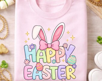 Orejas de conejito de Pascua en formato PNG, diseño de huevo en tonos pastel para sublimación (descarga instantánea).