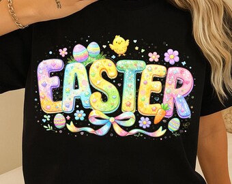 Conejito de Pascua PNG, Gráfico para camiseta en tonos pastel (Descarga digital)