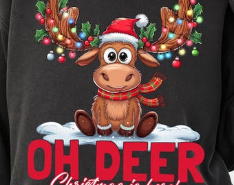 Lindo reno navideño PNG, divertido, festivo, invernal, ciervo navideño, animal navideño, buen ambiente, ¡Ya llegó la Navidad! (Sublimación)