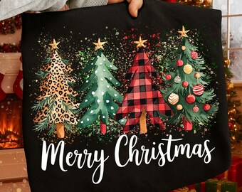 Árboles de Navidad PNG, diseño de sublimación con estampado de leopardo, PNG festivo, PNG de acuarela navideña, Navidad femenina, PNG de tendencia