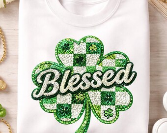 Trébol bendito PNG, diseño de sublimación del Día de San Patricio, trébol verde estilo diamante de imitación PNG, descarga de camisa irlandesa PNG