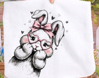 Conejito de Pascua retro coqueto PNG, diseño preppy para sublimación (descarga digital)