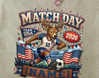 Personalized Match Day Soccer Shirt, Custom Name Team USA Deer Tee, 2026 Football Fan Shirt, Vintage Game Day Comfort Colors Gift