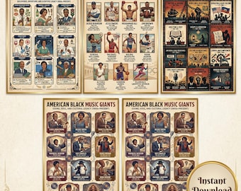 Carteles del Mes de la Historia Afroamericana, Líderes Afroamericanos, Arte Educativo Vintage (Descarga Digital)