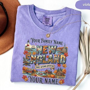 Personalized New England Shirt, Custom Family Trip Tee, Autumn Vacation Gift, Comfort Colors, Any Custom Text Available, Gift For Her image 8