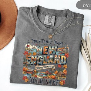 Personalized New England Shirt, Custom Family Trip Tee, Autumn Vacation Gift, Comfort Colors, Any Custom Text Available, Gift For Her image 4