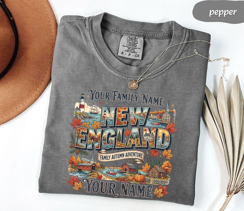 Personalized New England Shirt, Custom Family Trip Tee, Autumn Vacation Gift, Comfort Colors, Any Custom Text Available, Gift For Her image 4