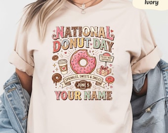 National Donut Day Shirt, Comfort Colors Donut Tee, Personalized Donut Lover Shirt, Cute Bakery Graphic T-Shirt