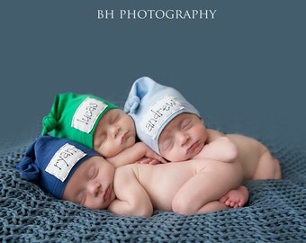 BABY BLUE: newborn hat, personalized baby hat, Name hat, personalized hat, knot beanie, boy hat, baby hat, newborn photo prop, hospital hat