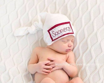 Personalized Custom Newborn Baby Fan Team Hat: Cotton jersey fabrics, Sooners, Wildcats, Jayhawks, Chiefs, Lakers, Dodgers, Mets, Yankees