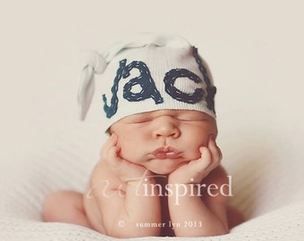 Jack Hat, personalized beanie, name hat, knot beanie, newborn hat, newborn photo prop, custom hat, baby shower gift, baby boy hat
