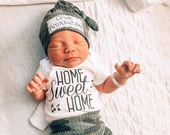 WAFFLE KNIT CAMO: newborn hat-personalized baby hat-baby name hat-newborn name hat-personalized newborn hat-hospital hat-coming home outfit