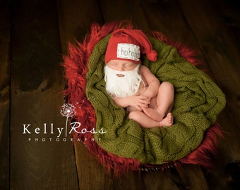 HoHoHo hat, knot beanie, newborn hat, baby hat, KNOTS, photo prop, hospital hat, santa baby hat, name hat