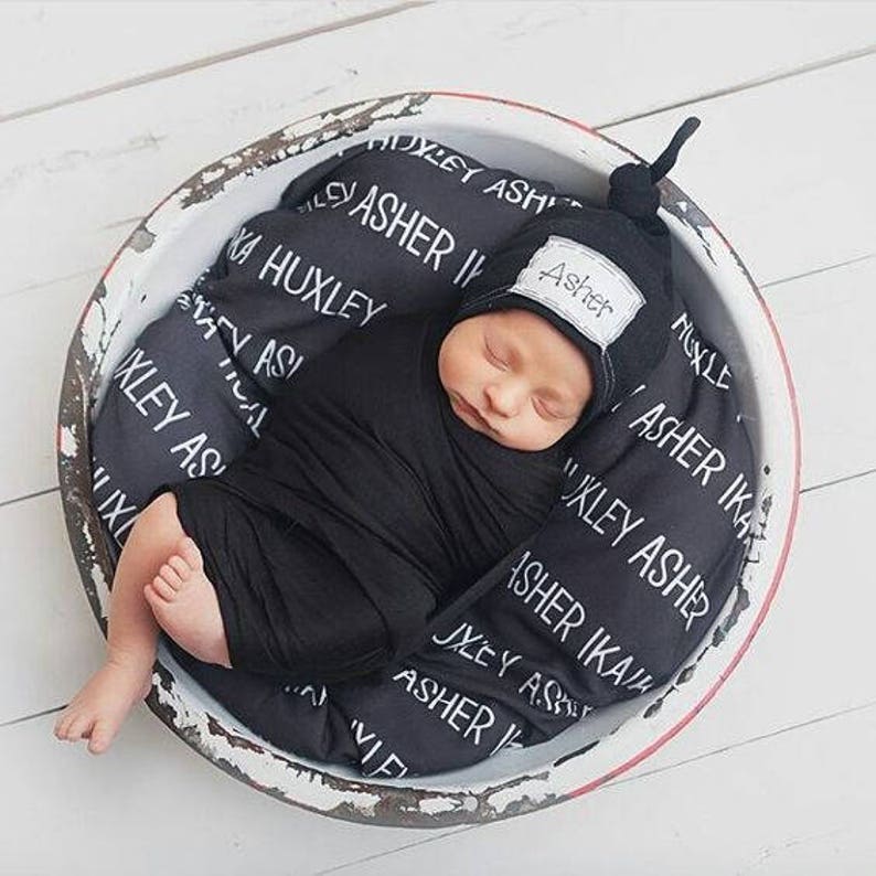 BLACK Newborn Hatpersonalized Baby Hatbaby Name Hatnewborn Etsy