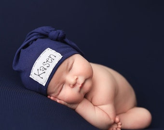 NAVY: newborn hat - personalized baby hat - baby name hat - newborn name hat - personalized newborn hat - hospital hat - coming home outfit