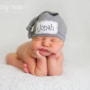 YOU CHOOSE COLOR: Name hat, personalized hat, knot beanie, photography prop, birth announcement, knots, hospital hat, photo prop image 5