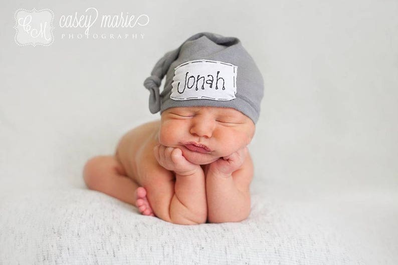 YOU CHOOSE COLOR: Name hat, personalized hat, knot beanie, photography prop, birth announcement, knots, hospital hat, photo prop image 5