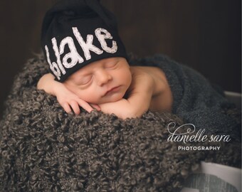 Jack Hat, personalized beanie, name hat, knot beanie, newborn hat, newborn photo prop, custom hat, baby shower gift, baby boy hat