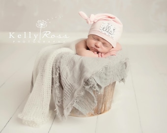 SOFT PINK: Name hat, personalized hat, knot beanie, photography prop, baby hat, knots, newborn photography prop, hospital hat