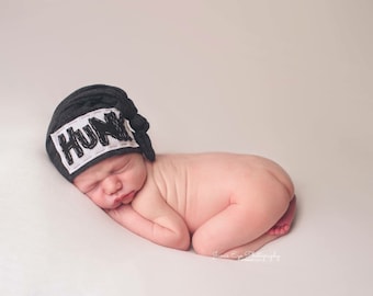 HUNK HAT, hospital hat, knot hat, newborn hat, first born, newborn photo prop, custom hat, baby shower gift, baby boy hat