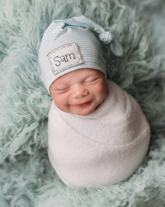 NEW Newborn Baby Monogram Striped Letter Hat Crochet Photo Prop Personalized 