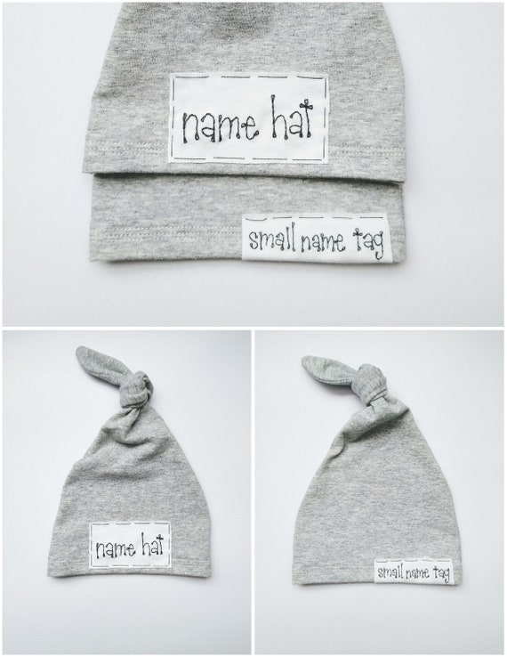 CREAM Small TAG Name Hat Personalized Baby Hat Baby Name Hat Personalized Hat Knot Beanie Newborn Hat Name Hat Knots Baby Hat Etsy