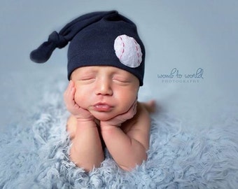 baseball hat, knot beanie, mlb baby, hospital hat, photography prop, baby boy hat, newborn hat, KNOTS