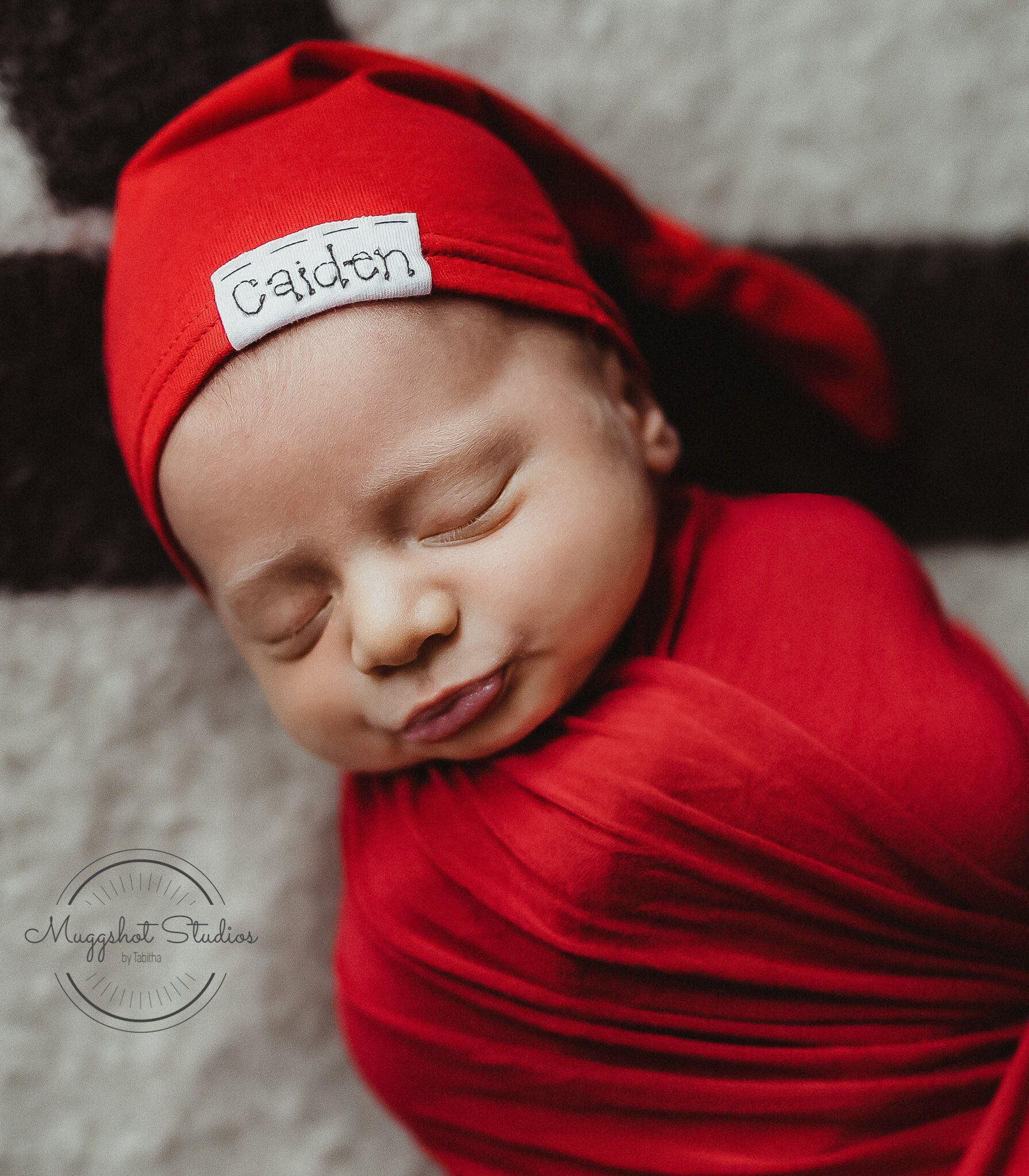RED Small TAG Hat: Personalized Baby 
