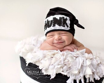 Hunk Hat, upcycle beanie, knot beanie, newborn hat, first born, newborn photo prop, custom hat, baby shower gift, baby boy hat