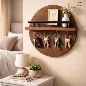 Estante colgante para llaves, ganchos de pared, estante de madera, organizador de escritorio, decoración moderna