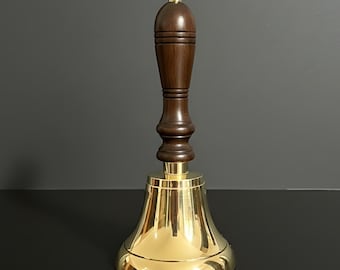 Personalisierte Messingglocke mit Holzgriff | Geschenk mit Gravur