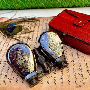 Personalized Brass Binoculars With Leather Case, Antique J & R Beck London 1851 Opera Glasses, Christmas Gift, Gift for him, Keepsake gift