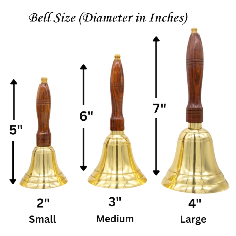 Square Hand Bell Personalized Brass Hand Bell With Wooden Handle | Custom Engraved Gift ...