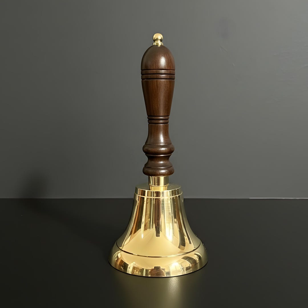 Personalized Brass Hand Bell With Wooden Handle | Custom Engraved Gift ...