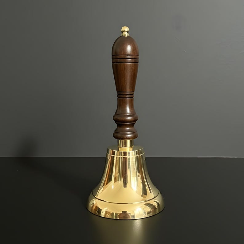 Personalized Brass Hand Bell With Wooden Handle | Custom Engraved Gift ...