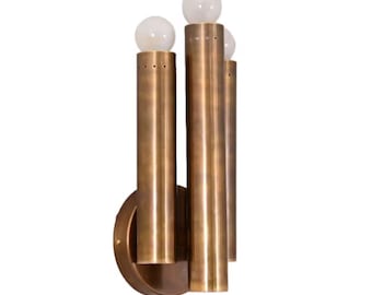 3 Light Brass Wall Sconce  Mid Century Modern Sputnik Chandelier Raw Brass Starburst Wall Light Fixture, Handmade Contemporary Lighting