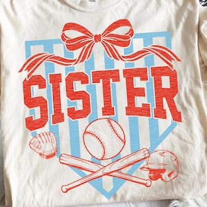 Retro Baseball Sister Png, Coquette Bow Home Plate Sublimation, Distressed Game Day Shirt Design, Baseball Season File, Digital Download