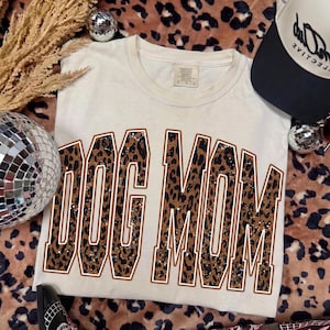 Dog Mom PNG, Leopard Dog Mom PNG, Trendy Varsity Mom Shirt Sublimation Design, Retro Mother's Day Digital Download image 1