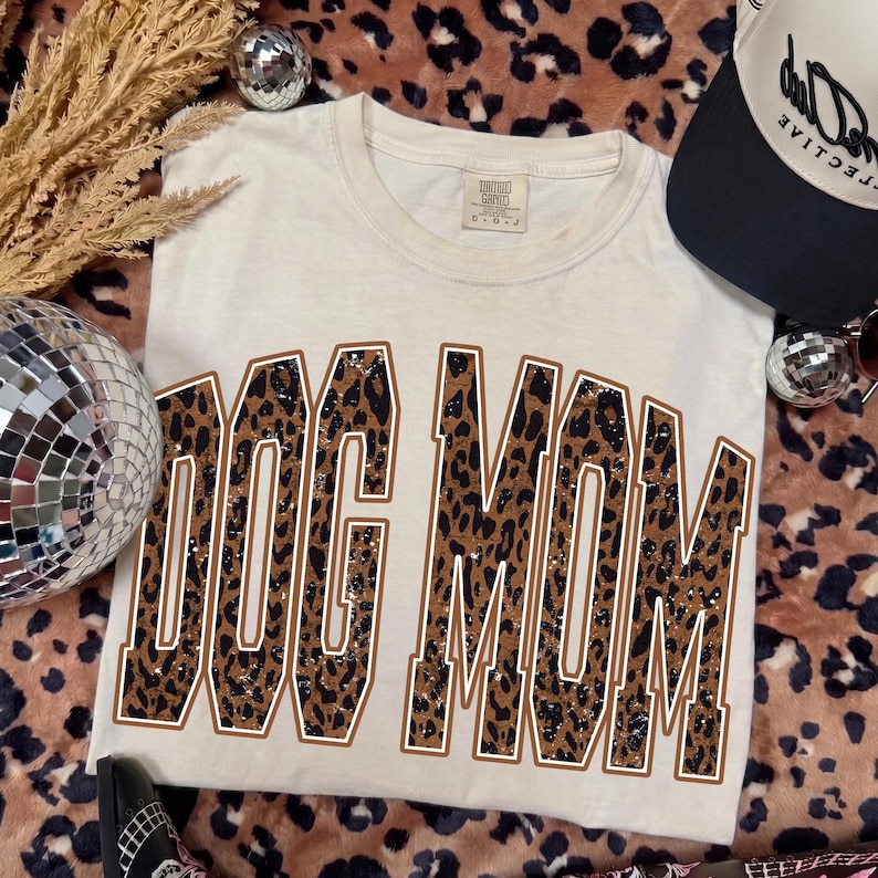 Dog Mom PNG, Leopard Dog Mom PNG, Trendy Varsity Mom Shirt Sublimation Design, Retro Mother's Day Digital Download image 1