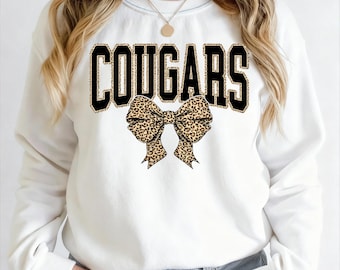 Cougars Leopard Bow PNG: Coquette Team Spirit Graphic (Digital Download)