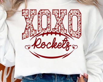 Rockets Valentine PNG, School Spirit Mascot, Game Day Sublimation (Digital Download)