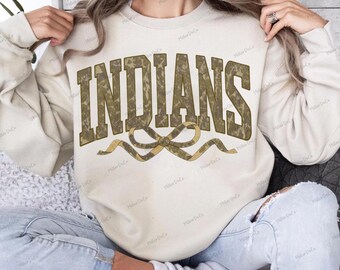 Indians PNG Camo Bow | School Spirit Sublimation Design (Digital Download)