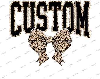 Custom Leopard Coquette Bow PNG, Sports Team Mascot (Digital Download)
