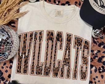 Wildcats PNG, Wildcats Mascot Leopard PNG, Varsity School Spirit Game Day Shirt Design, Team Spirit Sublimation File, Digital Download